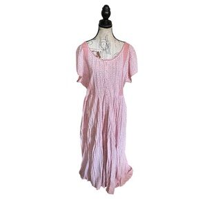 April Cornell Forget Me Not Tea Dress Salmon Pink Crinkle Rayon  NWT XL Prairie